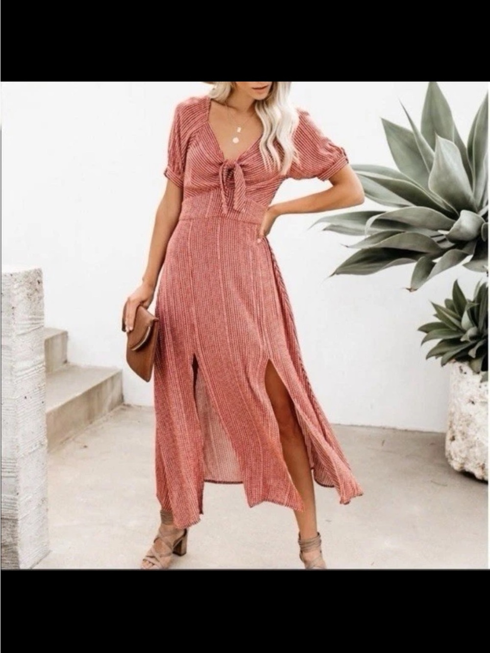 Hayden Dusty Rust Tie-Front Maxi Dress